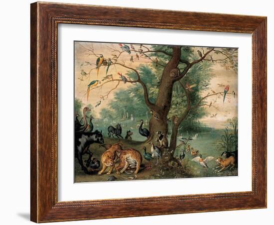 Animals and Birds in the Garden of Eden-Ferdinand van Kessel-Framed Giclee Print