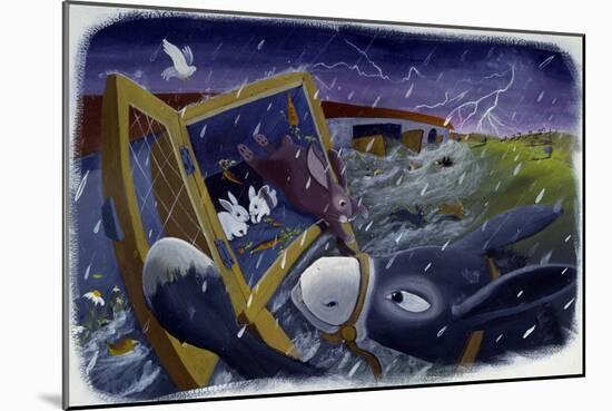 Animals and Noe's Ark during the Deluge, Illustration by Patrizia La Porta.-Patrizia La Porta-Mounted Giclee Print