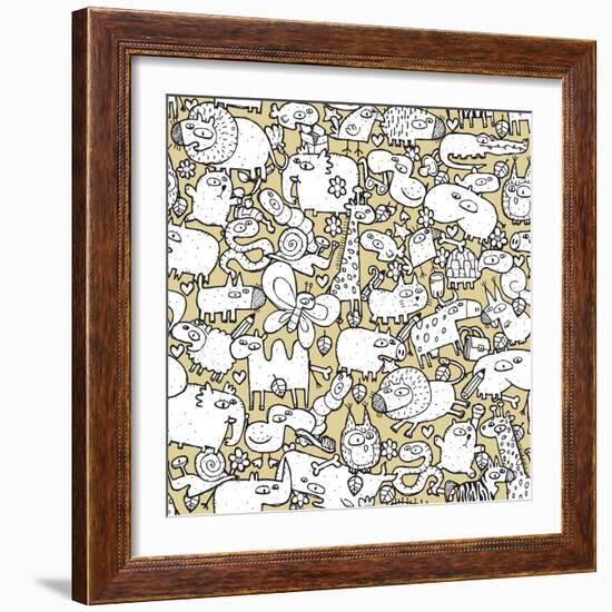 Animals and Objects Seamless Pattern-vook-Framed Art Print