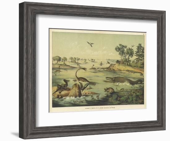 Animals and Plants of the Jurassic Era in Europe-Ferdinand Von Hochstetter-Framed Art Print