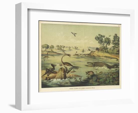 Animals and Plants of the Jurassic Era in Europe-Ferdinand Von Hochstetter-Framed Art Print