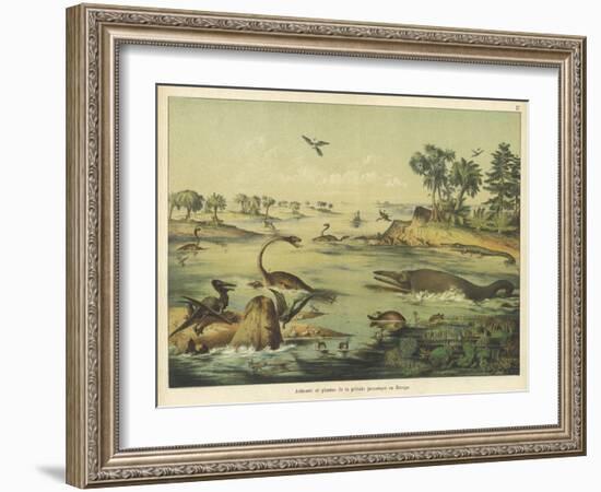 Animals and Plants of the Jurassic Era in Europe-Ferdinand Von Hochstetter-Framed Art Print