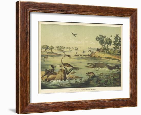 Animals and Plants of the Jurassic Era in Europe-Ferdinand Von Hochstetter-Framed Art Print