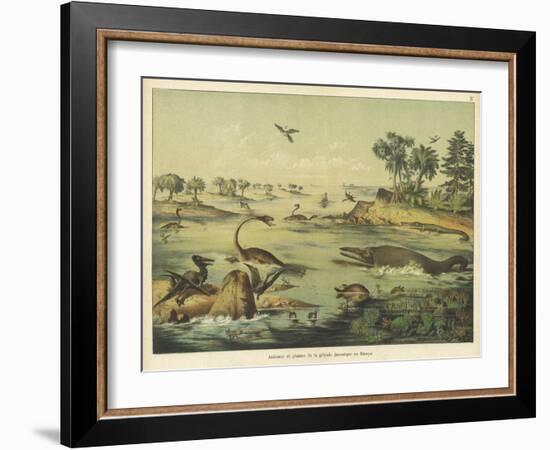 Animals and Plants of the Jurassic Era in Europe-Ferdinand Von Hochstetter-Framed Art Print