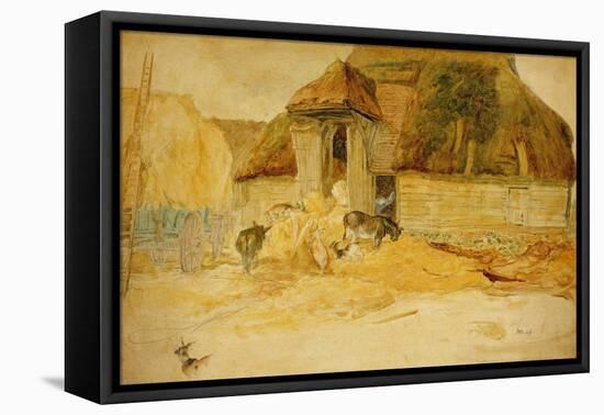 Animals before a Thatched Barn-James Ward-Framed Premier Image Canvas