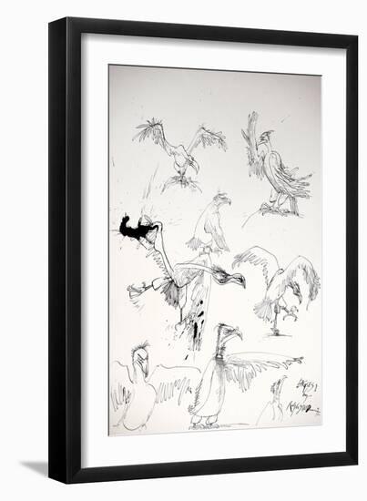 Animals (birds) 14, Eagles 1, 1992 (drawing)-Ralph Steadman-Framed Giclee Print