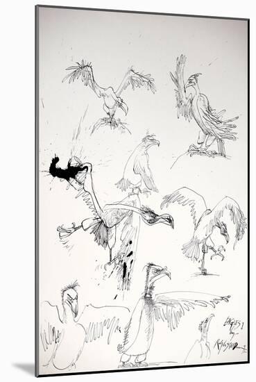 Animals (birds) 14, Eagles 1, 1992 (drawing)-Ralph Steadman-Mounted Giclee Print