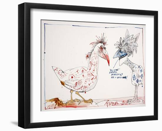 Animals (Birds) Additions 6, 2002 (drawing)-Ralph Steadman-Framed Giclee Print