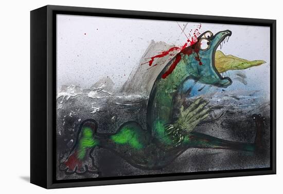 Animals (dragons, monsters, reptiles) (drawing)-Ralph Steadman-Framed Premier Image Canvas