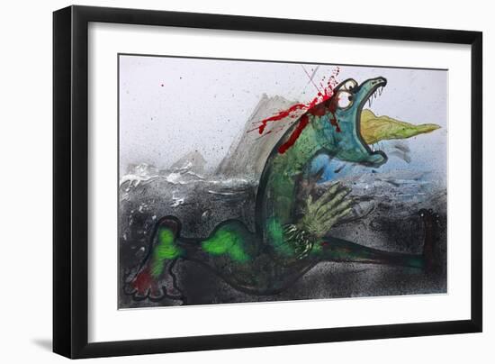 Animals (dragons, monsters, reptiles) (drawing)-Ralph Steadman-Framed Giclee Print