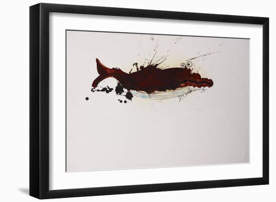 Animals (fish), Whale, 1987 (ink on paper)-Ralph Steadman-Framed Giclee Print