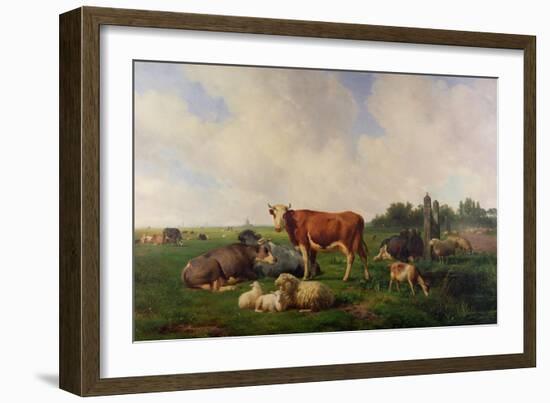 Animals Grazing in a Meadow-Hendrikus van de Sende Baachyssun-Framed Giclee Print