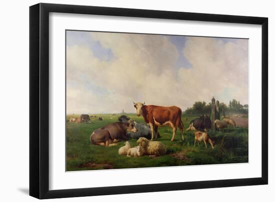 Animals Grazing in a Meadow-Hendrikus van de Sende Baachyssun-Framed Giclee Print