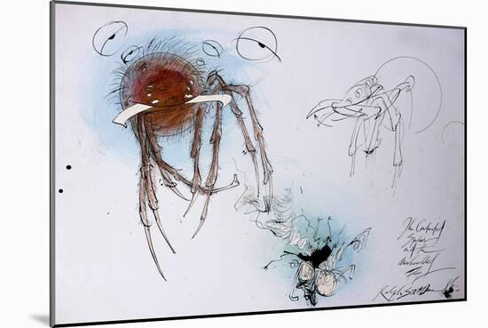 Animals (insects), Bernard the Lazy Spider, 1986 (ink on paper)-Ralph Steadman-Mounted Giclee Print