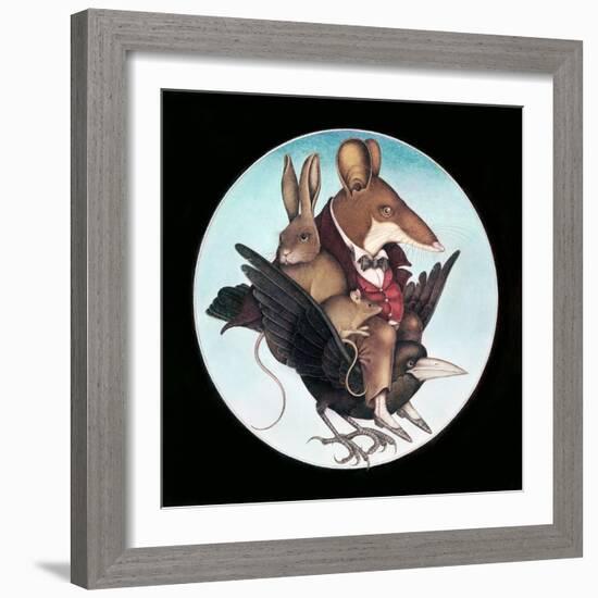 Animals on Back of Flying Bird-Wayne Anderson-Framed Giclee Print