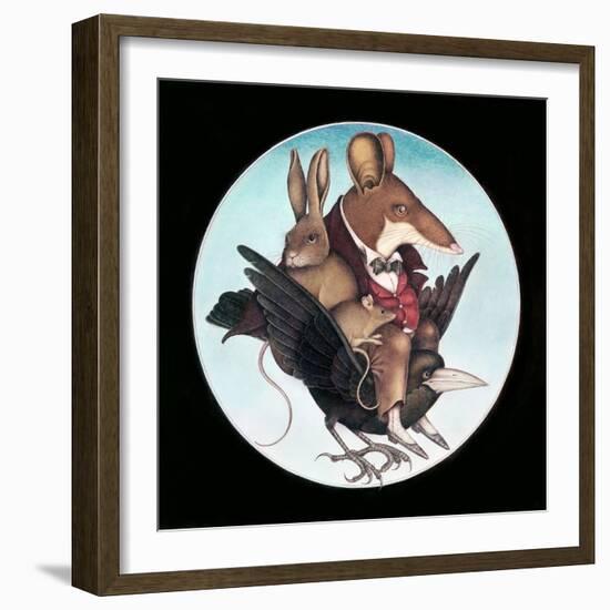 Animals on Back of Flying Bird-Wayne Anderson-Framed Giclee Print