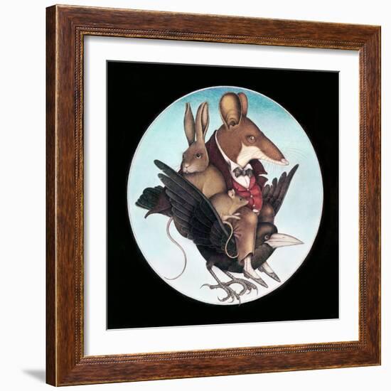 Animals on Back of Flying Bird-Wayne Anderson-Framed Giclee Print