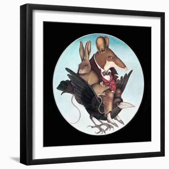 Animals on Back of Flying Bird-Wayne Anderson-Framed Giclee Print