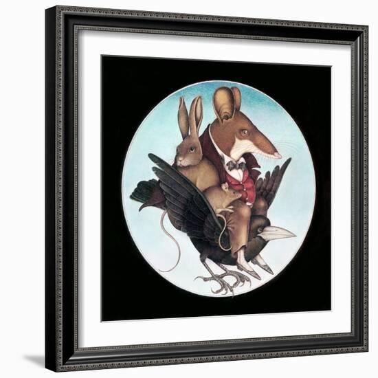 Animals on Back of Flying Bird-Wayne Anderson-Framed Giclee Print