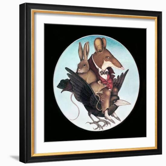 Animals on Back of Flying Bird-Wayne Anderson-Framed Giclee Print