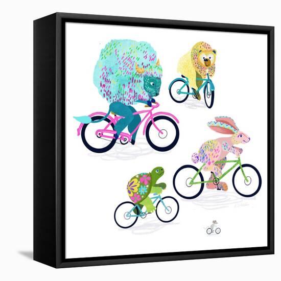 Animals On Bikes-Kerstin Stock-Framed Stretched Canvas
