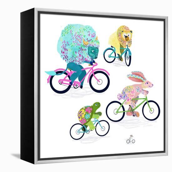 Animals On Bikes-Kerstin Stock-Framed Stretched Canvas