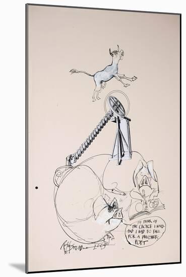 ANIMALS (PIGS) PHILOSHER PIG (drawing)-Ralph Steadman-Mounted Giclee Print