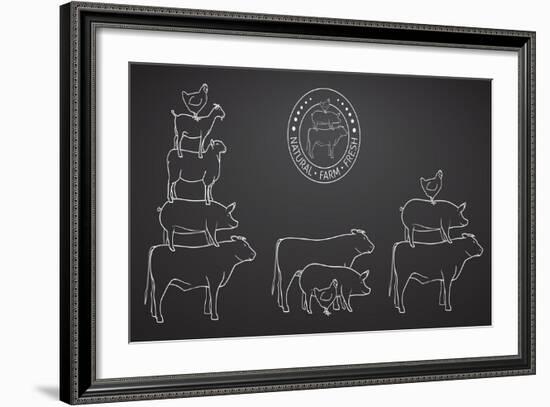 Animals Pyramide, Natural, Farm, Fresh-ONiONAstudio-Framed Art Print