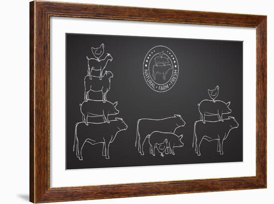 Animals Pyramide, Natural, Farm, Fresh-ONiONAstudio-Framed Art Print