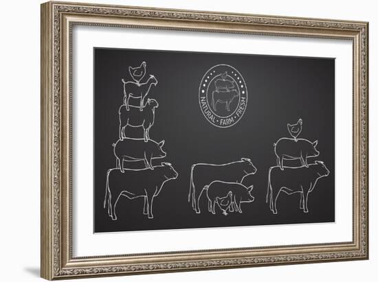 Animals Pyramide, Natural, Farm, Fresh-ONiONAstudio-Framed Art Print