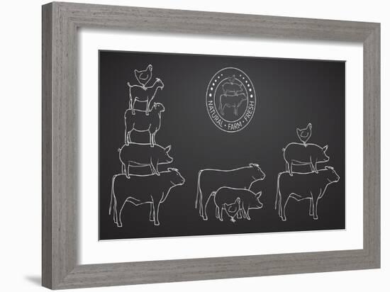 Animals Pyramide, Natural, Farm, Fresh-ONiONAstudio-Framed Art Print