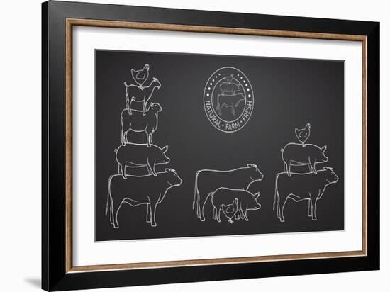 Animals Pyramide, Natural, Farm, Fresh-ONiONAstudio-Framed Art Print