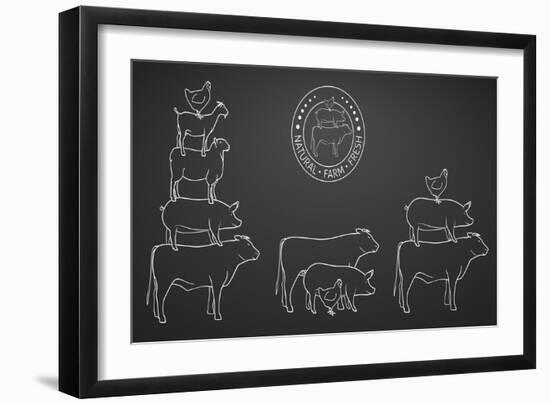 Animals Pyramide, Natural, Farm, Fresh-ONiONAstudio-Framed Art Print