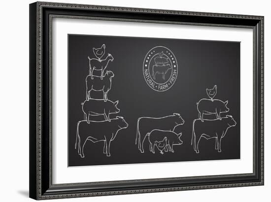 Animals Pyramide, Natural, Farm, Fresh-ONiONAstudio-Framed Art Print