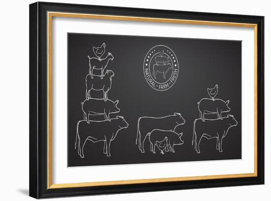 Animals Pyramide, Natural, Farm, Fresh-ONiONAstudio-Framed Art Print