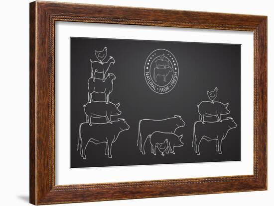 Animals Pyramide, Natural, Farm, Fresh-ONiONAstudio-Framed Premium Giclee Print