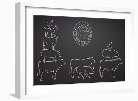 Animals Pyramide, Natural, Farm, Fresh-ONiONAstudio-Framed Premium Giclee Print