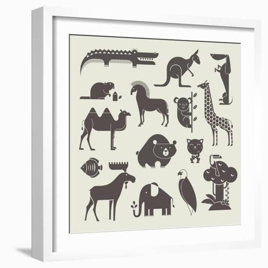 Animals Set-vector pro-Framed Art Print