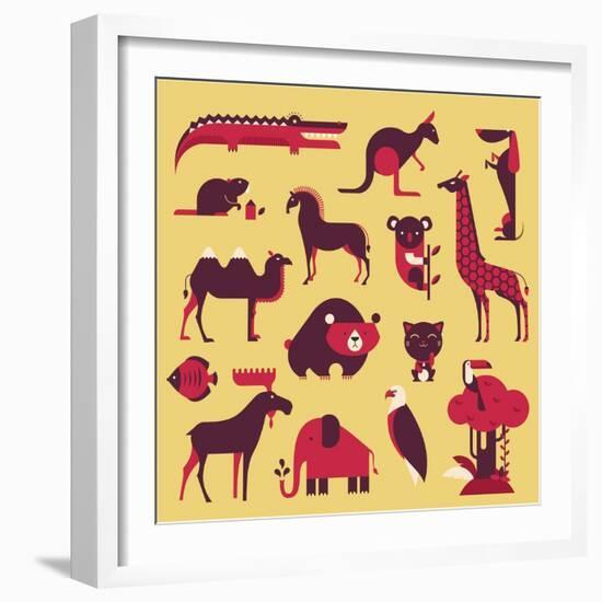 Animals Set-vector pro-Framed Art Print