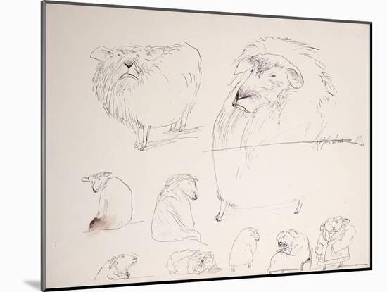 ANIMALS (SHEEP) REDO (drawing)-Ralph Steadman-Mounted Giclee Print