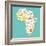 Animals World Map Africa. Colorful Cartoon Vector Illustration-coffeee_in-Framed Art Print