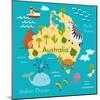 Animals World Map Australia-coffeee_in-Mounted Art Print