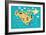 Animals World Map North America-coffeee_in-Framed Art Print