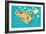 Animals World Map North America-coffeee_in-Framed Art Print