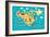 Animals World Map North America-coffeee_in-Framed Art Print