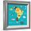 Animals World Map Sorth America-coffeee_in-Framed Art Print