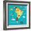 Animals World Map Sorth America-coffeee_in-Framed Art Print