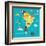 Animals World Map Sorth America-coffeee_in-Framed Art Print