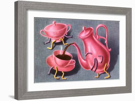 Animated Coffee Pot and Cup-null-Framed Art Print