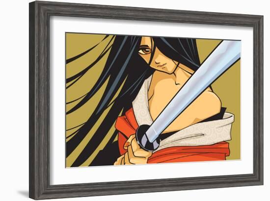 Anime Fighter with Sword-Harry Briggs-Framed Giclee Print